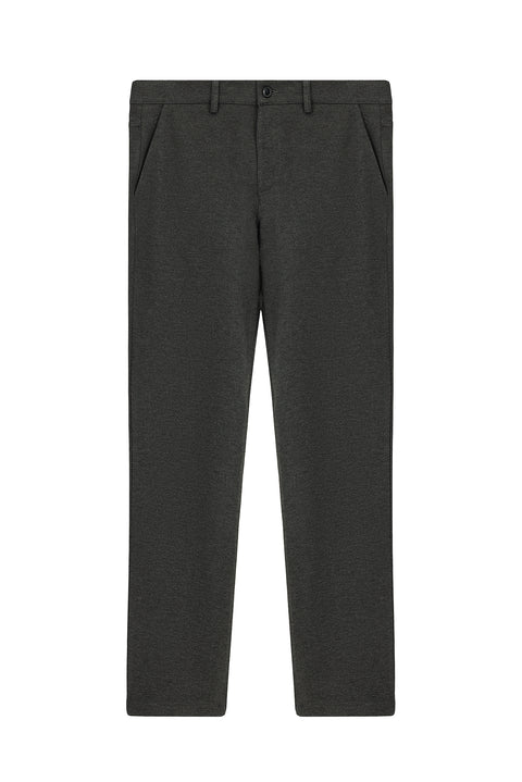 Dark Anthracite 7 Drop Slim Fit Narrow Cut Lycra Knit Classic Fabric Trousers