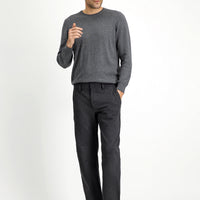 Dark Anthracite 7 Drop Slim Fit Narrow Cut Lycra Knit Classic Fabric Trousers