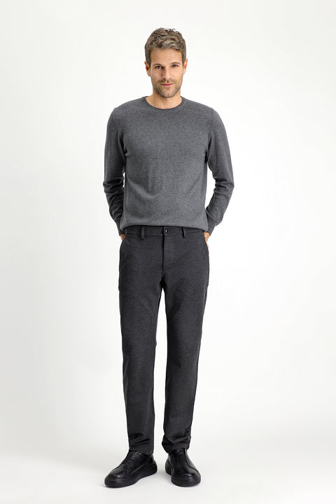 Dark Anthracite 7 Drop Slim Fit Narrow Cut Lycra Knit Classic Fabric Trousers