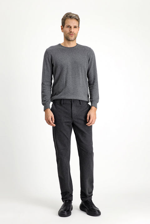Dark Anthracite 7 Drop Slim Fit Narrow Cut Lycra Knit Classic Fabric Trousers