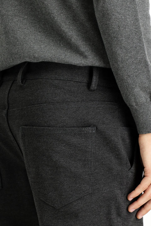 Dark Anthracite 6 Drop Regular Fit Standard Cut Lycra Knit Classic Fabric Trousers