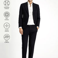 Siyah Techno-Line Slim Fit Dar Kesim Likralı Örme Klasik Kumaş Pantolon