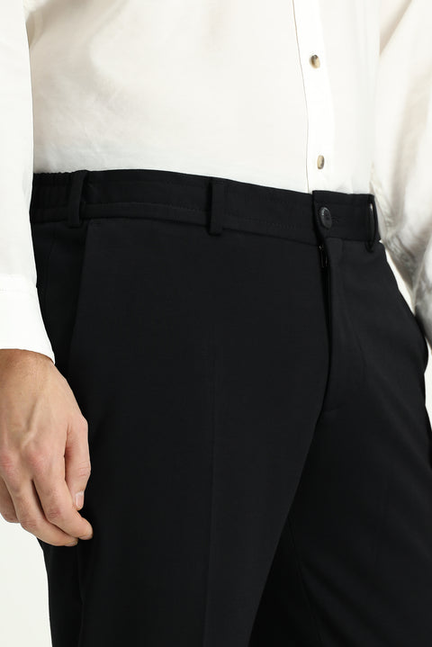 Siyah Techno-Line 7 Drop Slim Fit Dar Kesim Likralı Örme Klasik Kumaş Pantolon