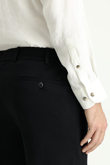 Siyah Techno-Line Slim Fit Dar Kesim Likralı Örme Klasik Kumaş Pantolon