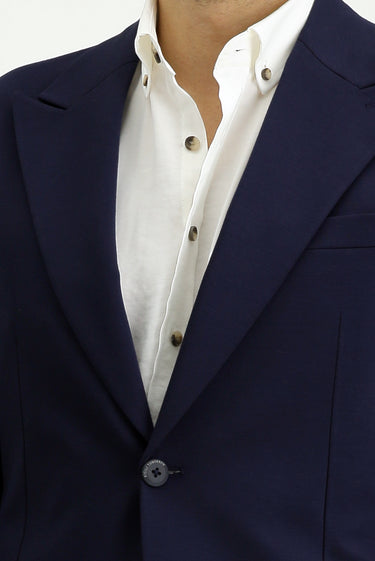 Orta Lacivert Techno-Line Slim Fit Dar Kesim Likralı Örme Klasik Kumaş Pantolon