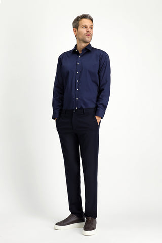  Koyu Lacivert Techno-Line Slim Fit Dar Kesim Likralı Örme Klasik Kumaş Pantolon