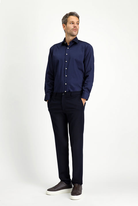 Koyu Lacivert Techno-Line 7 Drop Slim Fit Dar Kesim Likralı Örme Klasik Kumaş Pantolon