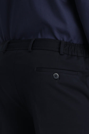 Koyu Lacivert Techno-Line Slim Fit Dar Kesim Likralı Örme Klasik Kumaş Pantolon