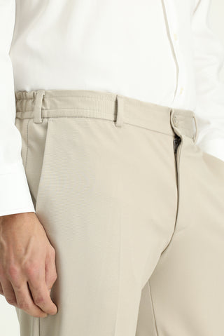  Açık Bej Techno-Line Slim Fit Dar Kesim Likralı Örme Klasik Kumaş Pantolon