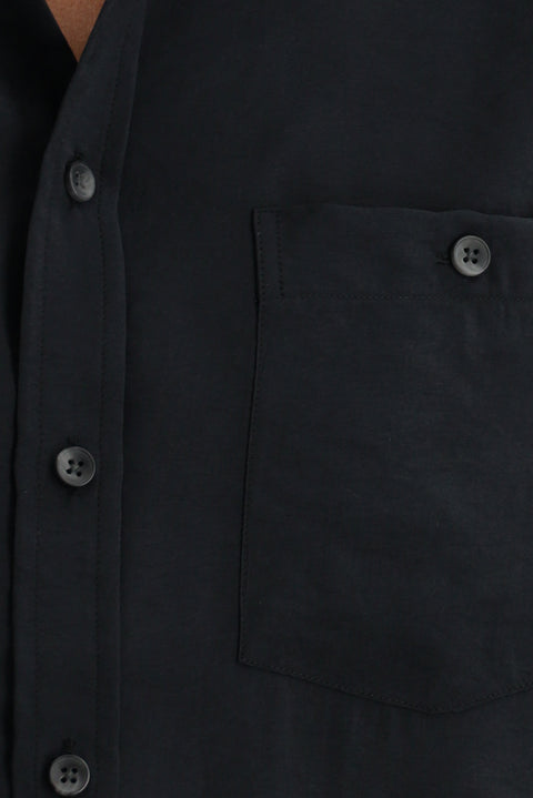 Siyah Uzun Kol Regular Fit Düğmeli Yaka Spor Gömlek