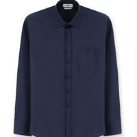 Dark Navy Long Sleeve Regular Fit Button-Down Collar Sport Shirt