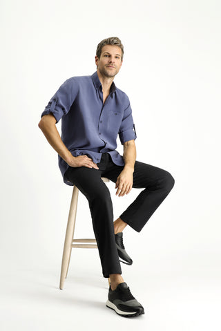  İndigo Uzun Kol Regular Fit Düğmeli Yaka Spor Gömlek