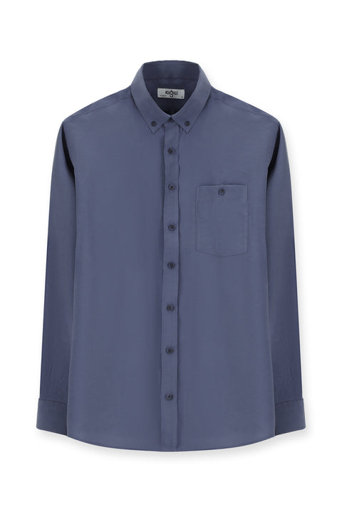 İndigo Uzun Kol Regular Fit Düğmeli Yaka Spor Gömlek