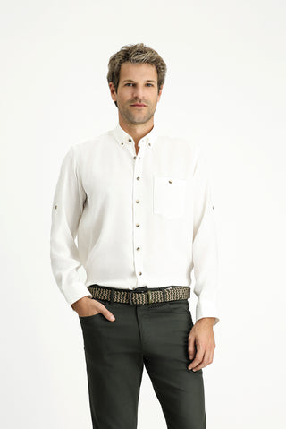  Ekru Uzun Kol Regular Fit Düğmeli Yaka Spor Gömlek