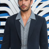 Orta Gri Uzun Kol Regular Fit Desenli Örme Spor Gömlek