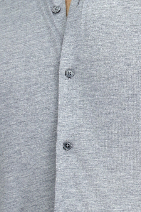 Orta Gri Uzun Kol Regular Fit Örme Spor Gömlek