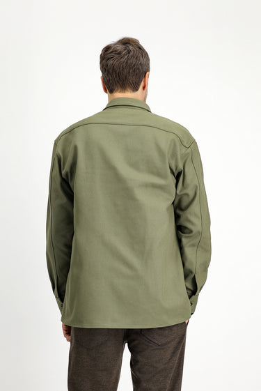 Açık Haki Uzun Kol Oversize Desenli Shacket Pamuk Gömlek / Mont