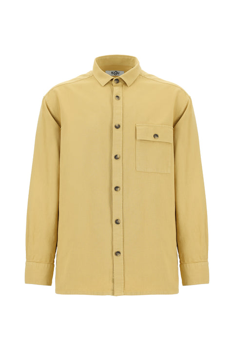 Hardal Uzun Kol Oversize Desenli Pamuk Gömlek / Mont