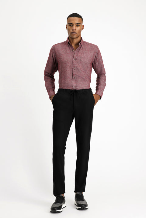 Şarap Bordo Uzun Kol Regular Fit Oduncu Spor Pamuk Düğmeli Yaka Gömlek