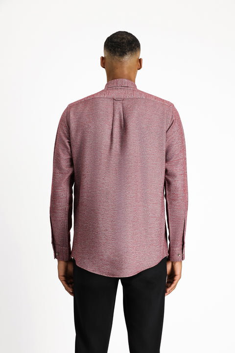 Şarap Bordo Uzun Kol Regular Fit Oduncu Spor Pamuk Düğmeli Yaka Gömlek