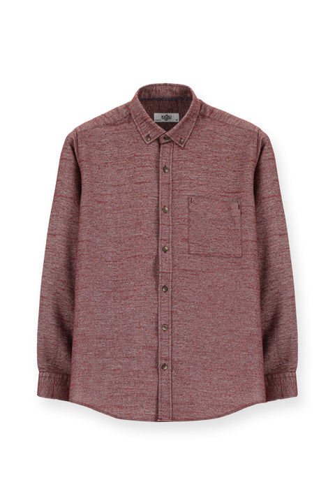 Şarap Bordo Uzun Kol Regular Fit Oduncu Spor Pamuk Düğmeli Yaka Gömlek