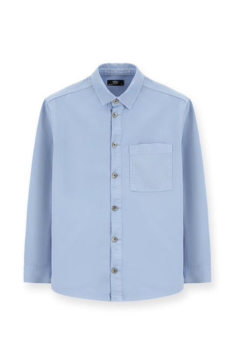 Blue Long Sleeve Regular Fit Cotton Denim Shirt