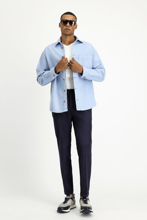 Blue Long Sleeve Regular Fit Cotton Denim Shirt