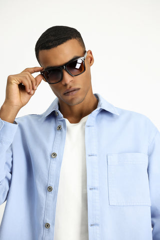  Mavi Uzun Kol Regular Fit Pamuk Denim Gömlek