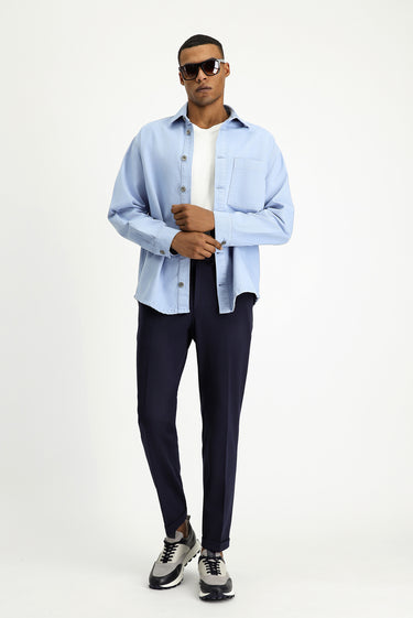  Mavi Uzun Kol Regular Fit Pamuk Denim Gömlek