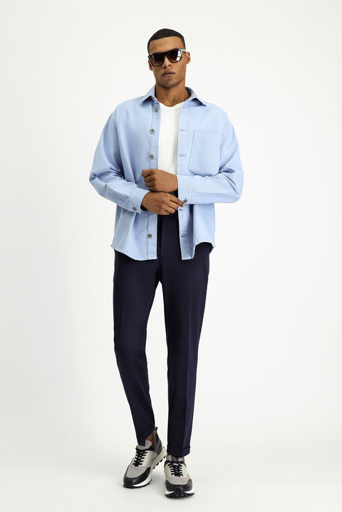 Mavi Uzun Kol Regular Fit Pamuk Denim Gömlek