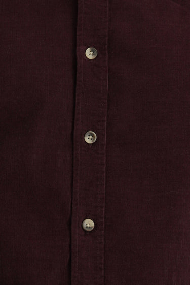 Şarap Bordo Uzun Kol Regular Fit Spor Düğmeli Yaka Pamuk Kadife Gömlek
