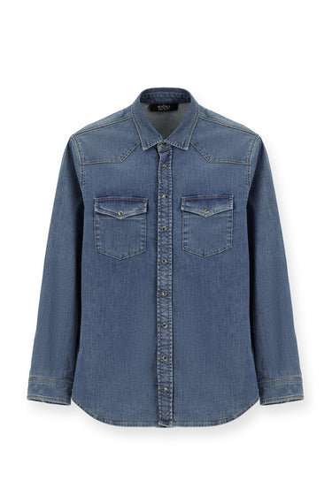  Koyu Lacivert Uzun Kol Regular Fit Pamuklu Denim Gömlek