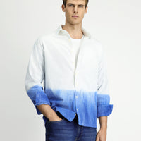 Orta Lacivert Uzun Kol Oversize Ekstra Rahat Kesim Spor Pamuklu Düğmeli Yaka Kadife Gömlek