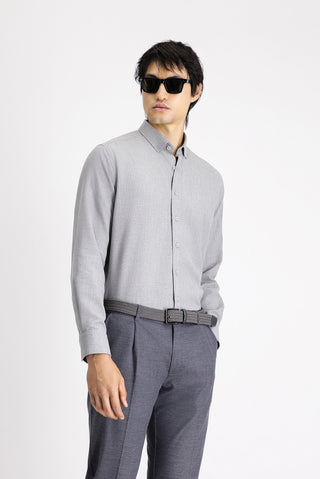  Orta Gri Uzun Kol Regular Fit Pamuklu Kolay Ütülenebilir Spor Gömlek-Ki??l?