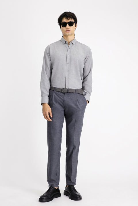 Orta Gri Uzun Kol Regular Fit Pamuklu Kolay Ütülenebilir Spor Gömlek