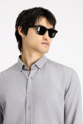  Orta Gri Uzun Kol Regular Fit Pamuklu Kolay Ütülenebilir Spor Gömlek-Ki??l?