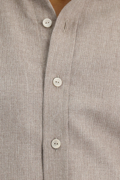 Koyu Kahve Uzun Kol Regular Fit Pamuklu Kolay Ütülenebilir Spor Gömlek