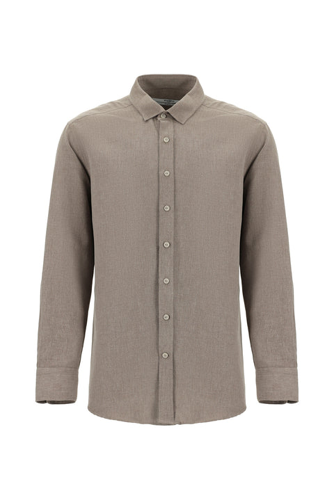 Koyu Kahve Uzun Kol Regular Fit Pamuklu Kolay Ütülenebilir Spor Gömlek