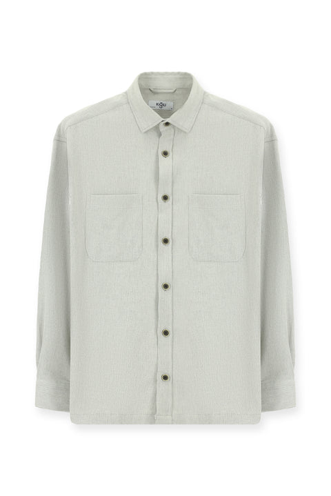 Light Grey Long Sleeve Oversize Cotton Lumberjack Shirt
