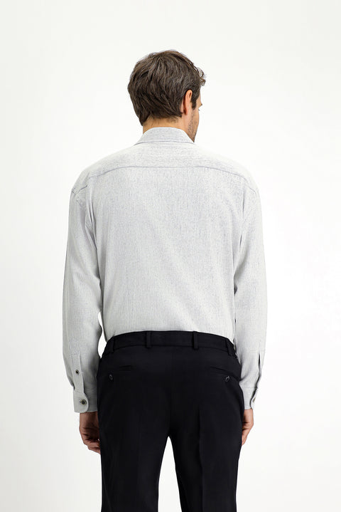 Light Grey Long Sleeve Oversize Cotton Lumberjack Shirt