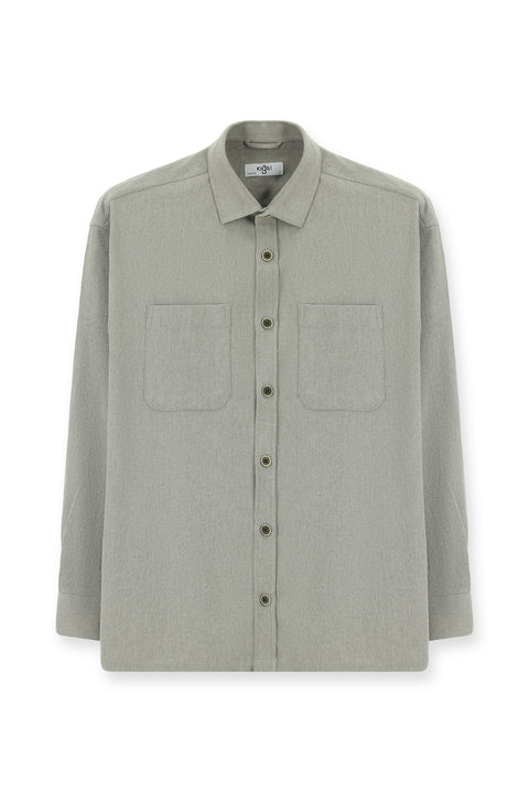 Orta Gri Uzun Kol Oversize Pamuklu Oduncu Gömlek