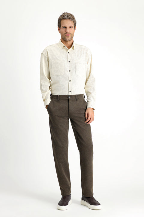 Açık Bej Uzun Kol Oversize Pamuklu Oduncu Gömlek