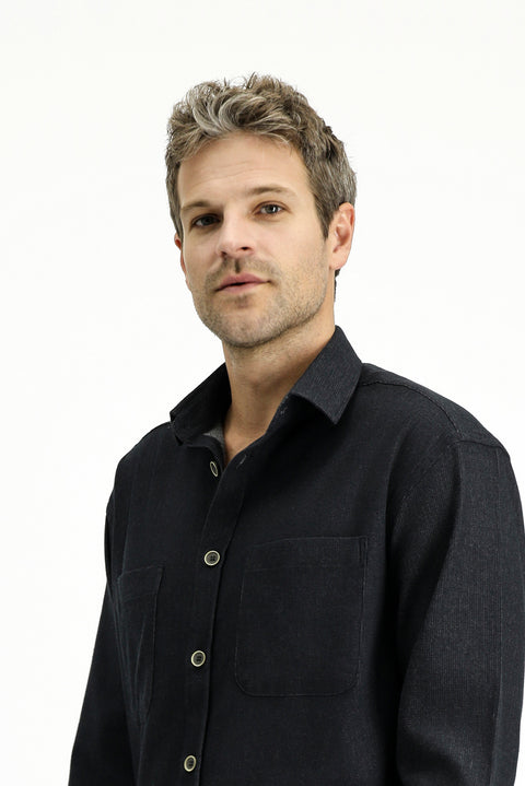 Orta Antrasit Uzun Kol Oversize Pamuklu Oduncu Gömlek