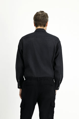  Orta Antrasit Uzun Kol Oversize Pamuklu Oduncu Gömlek-Ki??l?