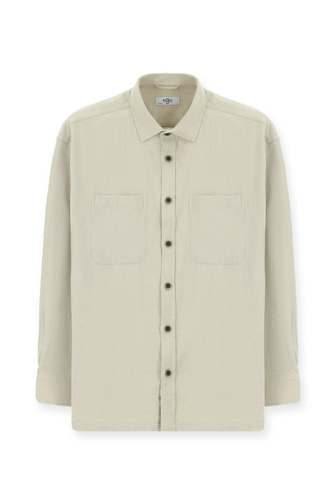 Açık Vizon Uzun Kol Oversize Pamuklu Oduncu Gömlek