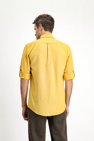  Hardal Uzun Kol Regular Fit Spor Düğmeli Yaka Gömlek