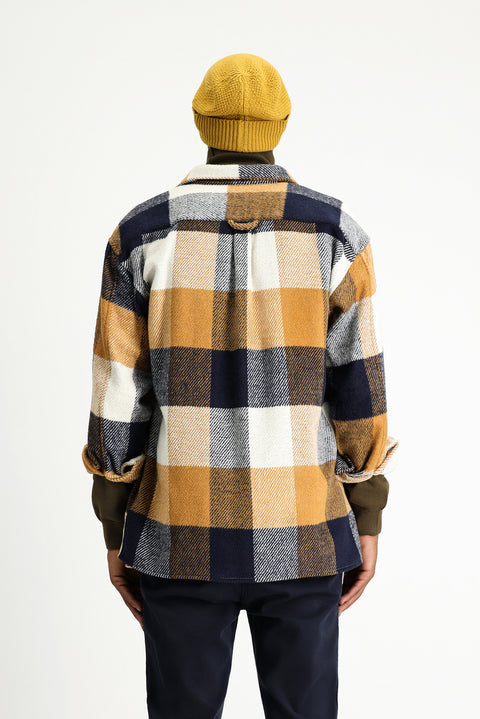 Açık Kahve  Uzun Kol Oversize Ekose Shacket Oduncu Pamuklu Gömlek / Mont