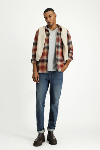  Kiremit Uzun Kol Oversize Oduncu Ekose Pamuklu Gömlek