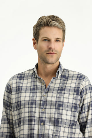  Açık Vizon Uzun Kol Regular Fit Spor Ekose Pamuklu Düğmeli Yaka Oduncu Gömlek