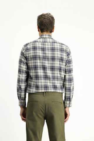  Açık Vizon Uzun Kol Regular Fit Spor Ekose Pamuklu Düğmeli Yaka Oduncu Gömlek